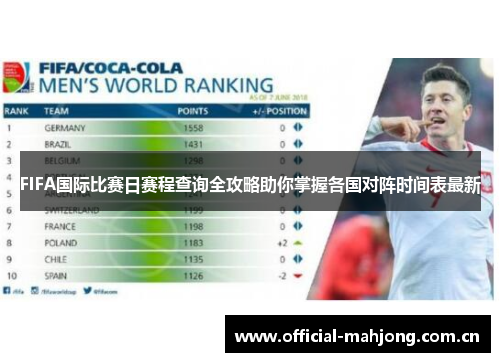 FIFA国际比赛日赛程查询全攻略助你掌握各国对阵时间表最新
